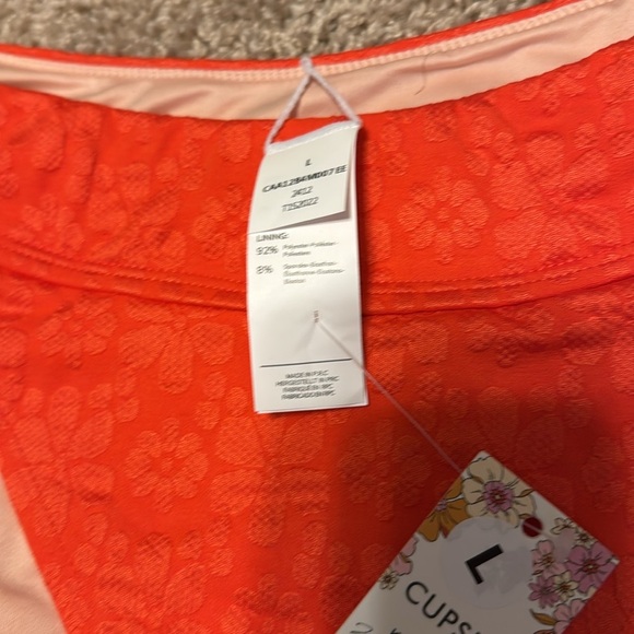 NWT! Cupshe Bright Orange Flower Embroidered Swim Bikini Bottom Size Large - Picture 3 of 5